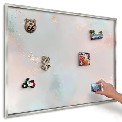 Produktbild von Magnettafel 100x70 cm in einem silbernen Rahmen - Magnetische Metalltafel, Magnetpinnwand zur Wandmontage für Wohnzimmer, Küche, Flur, Kinderzimmer und Büro - Pastellharmonie