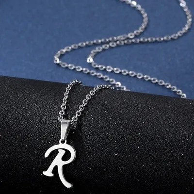 Produktbild von Elegante Alphabet Halskette R aus Edelstahl - Silber für empfindliche Haut KP20707