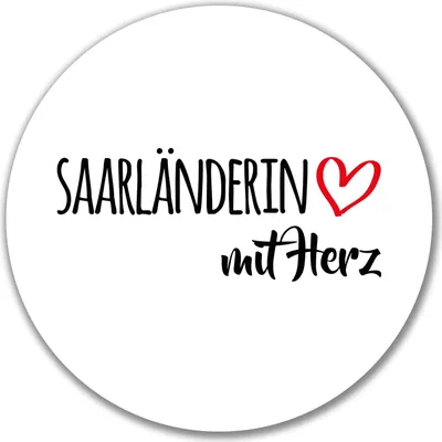 Produktbild von Huuraa Aufkleber Saarländerin mit Herz 10cm rund Sticker Geschenkidee