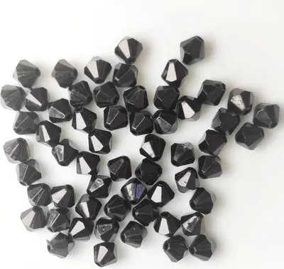 Produktbild von Doppelkegel Bicone 80 Stück Acryl Perlen Kristall Lose Perlen mit Loch , 6 mm 80 Stück, Schwarz