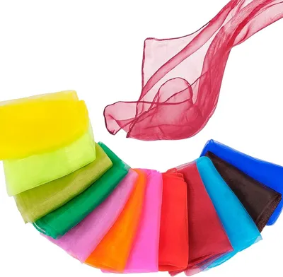 Produktbild von 24 Stück Bunte Jongliertücher | Seidentücher für Tanz, Jonglieren & Sensorische Aktivitäten | 60 x 60 cm – Ideal für Kinder & Erwachsene