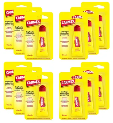 Produktbild von Carmex Classic Tube - Feuchtigkeitsspendender Lippenbalsam 12 x 10