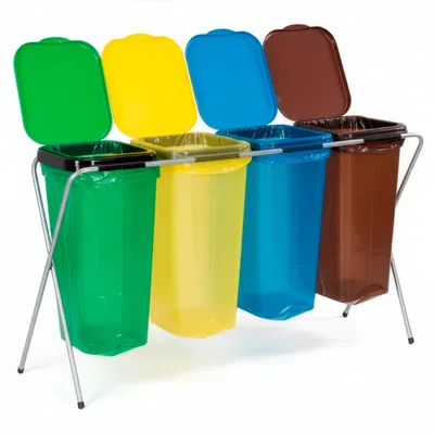 Productafbeelding van Vuilniszakkenhouder - Frame voor Afvalzakken - Standaard - 4 delen - Meerkleurig - 30 Kg, AI-gegenereerde afbeelding