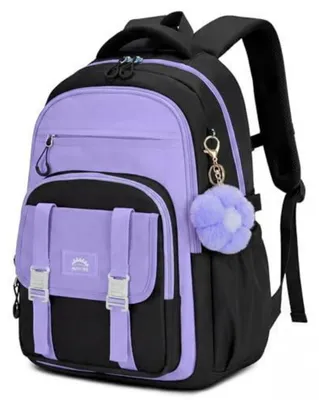 Immagine prodotto di Zaino per ragazze adolescenti, zaino grande per le classi da 4ª a 12ª, impermeabile, con passante per trolley, colore nero e viola, capacità 32 litri