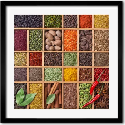 Produktbild von Bild - 50 cm x 50 cm - MDF - Rahmen, Wandkunst - Gewürze und Kräuter