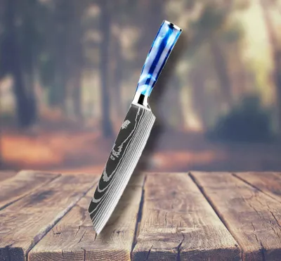 Produktbild von Scharfes Santoku Messer mit 18 cm (7 Zoll) Klinge, Gesamtlänge 30,5 cm, für Fisch, Fleisch, Gemüse