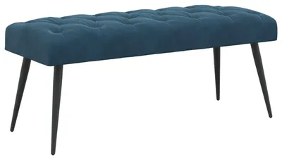Image de Banc vidaXL à capitonnage, bleu, 110 x 40 x 46 cm, velours