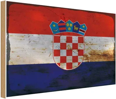 Produktbild von vianmo Holzschild 12x18 cm Kroatien Croatia Rost Flagge Fahne Wappen
