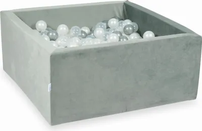 Image de Piscine à balles 400 pièces 90x90x40 gris velours : transparent, nacré, argenté