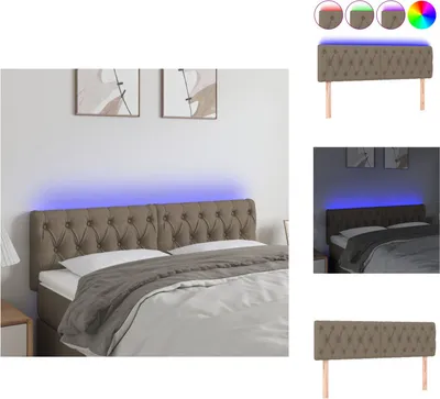 Produktbild von vidaXL LED Kopfteil Taupe 144x7x78/88 cm Stoff -  Kopf- & Fußenden