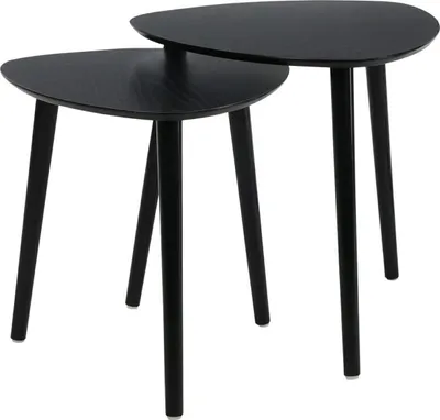 Immagine prodotto di H&S Decoration | Set di tavolini - Set di 2 - Nero - Design minimalista - Legno- Bordi eleganti
