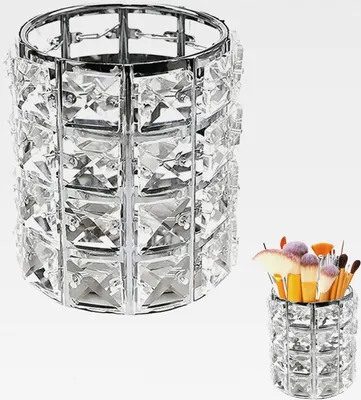 Produktbild von Make Up Pinsel Aufbewahrung,Kristall Make-up Pinselhalter Organizer Schmink Aufbewahrung Pinselhalter Kristall Kosmetik Organizer Schminktisch Organizers für Kommode,Bad(Silber)