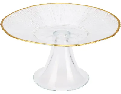 Productafbeelding van Decoratieve glazen schaal op voet, 21 cm diameter, met gouden rand