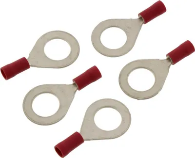 Zdjęcie produktu dla Zaciski pierścieniowe JMP, czerwone, 0,5-1,5 mm², M10, średnica 10,5 mm, izolowane, zestaw 5 sztuk
