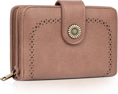 Produktbild von Damen Große Kapazität Kunstleder Vintage Portemonnaie Brieftasche Geldbörse Mittelgroß mit RFID-Blockierung und Mehreren Fächern Frauen