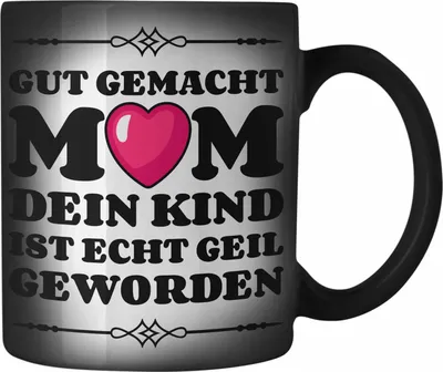 Produktbild von Trendation - Mama Geschenk Muttertagsgeschenk Farbwechsel Zauber-Tasse von Sohn Tochter Lieblingskind Farbwechsel Zauber-Tasse Spruch (Schwarz)