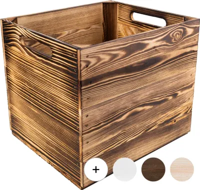 Image de Creative Deco Caisse en Bois Flammé Compatible Étagères KALLAX 33 x 37 x 33 cm
