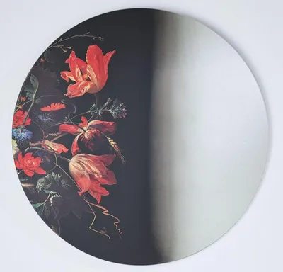 Produktbild von Casa Padrino Luxus Wandspiegel Mehrfarbig Ø 100 cm - Runder Spiegel mit Blumen Design - Luxus Kollektion