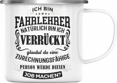 Produktbild von Trendation - Bester Fahrlehrer Geschenk Emaille Tasse Lustig Emaille Emaille Tasse Danke (Silber)