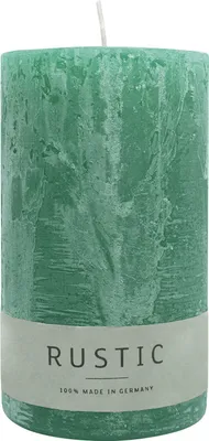 Produktbild von Stumpenkerze aus Paraffin, Smaragd, Rustic, WENZEL, 140/80 mm, Brenndauer ca. 76h, selbstverlöschend