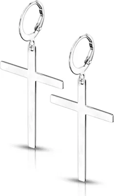 Produktbild von Kreuz Ohrringe: Edelstahl Creolen Ohrhänger Steel