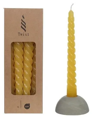 Produktbild von Kerzen Gedreht Gelb | H: 19cm (4 Stück) [IFS-32242]