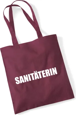 Produktbild von Huuraa Jutebeutel Sanitäterin Schriftzug 10 Liter Burgundy Baumwolle Tasche Geschenkidee