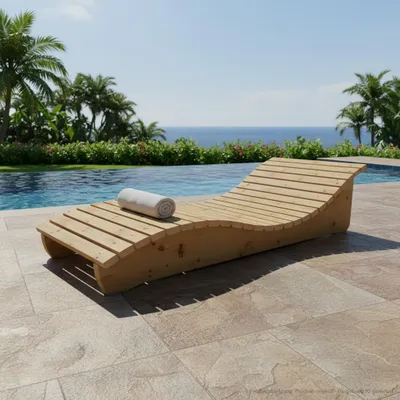 Produktbild von Holzliege Wellenliege Waldsofa Relaxliege Gartenliege "Relax-Gertl" (Zirbe) 1-teilig Liegebreite 80cm Himmelsliege