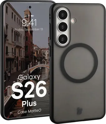 Produktbild von Handyhülle mit Magnetring für Galaxy S26 Plus, Bizon Case MatteO, Getönt-Schwarz