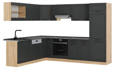 Image de Cuisine en angle Vicco R-Line Anthracite campagne/Chêne de force doré 287 x 227 cm, PT Anthracite, Model 53588