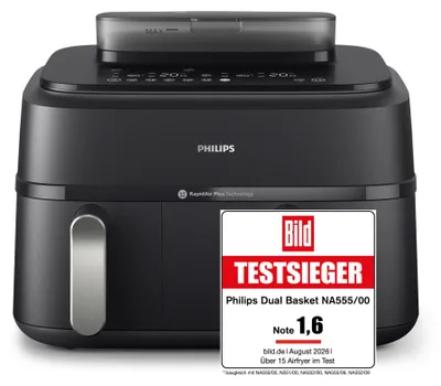Immagine prodotto di Philips Serie 5000 NA551/00 Friggitrice Doppia 9 L Stand-alone 2750 W Friggitrice ad aria calda Argento