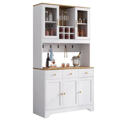Obrázek produktu pro Příborník, vysoká skříňka v bílé barvě dřeva, 94,5 x 30 x 175,5 cm, do obývacího pokoje a jídelny