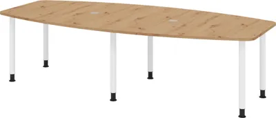 Produktbild von bümö Konferenztisch mittel KT28 - Nachbildung: Asteiche, tischfuss: Füße in Weiß