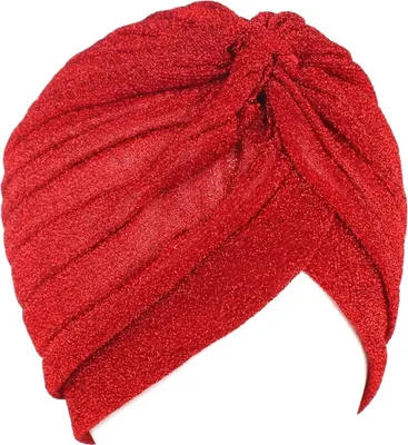 Zdjęcie produktu dla Czapka Turban błyszcząca - Czerwony KP6635