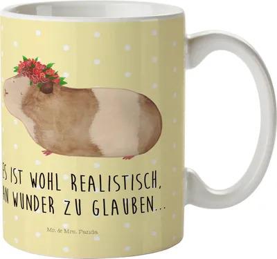 Produktbild von Mr. & Mrs. Panda Plastikbecher Meerschweinchen Weisheit - Gelb Pastell - Geschenk, Wunder, Spruch, Kindertasse, Mehrwegbecher, Pott, Lustige Sprüche, Motivation, Haferl