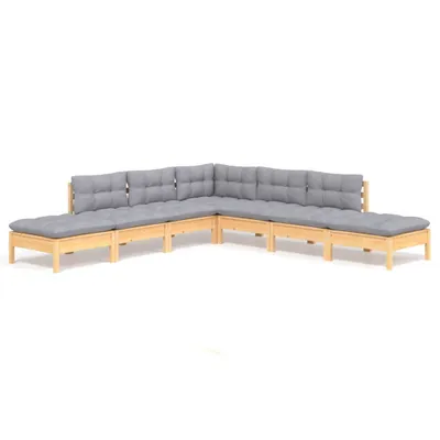 Produktbild von vidaXL 7-tlg. Garten-Lounge-Set mit Grauen Kissen Kiefernholz