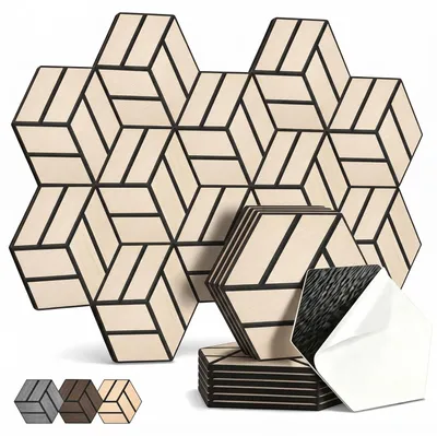 Obrázek produktu pro Akustické panely, hexagonální tvar, 12 kusů, samolepicí, vysoká hustota, vhodné do studia