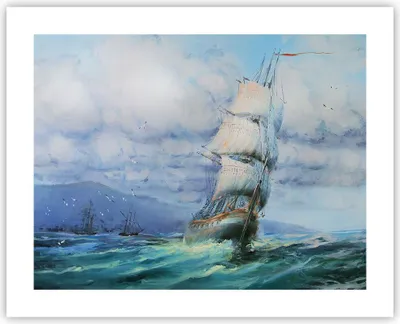 Produktbild von Poster - Poster ohne Rahmen - Meer Segelschiff - 50x40 cm - Wand Bild - Wanddeko - Wandbilder - Kunstposter - Wandposter - Bilder - Kunstdruck - Wanddekoration - Wandbild - P2XAA50x40-3782