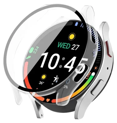 Produktbild von 360 Grad Smartwatch Hülle für Samsung Galaxy Watch6 44 mm mit Displayschutz Case Watch Cover Bumper Rundum Schutzhülle Uhr Bildschirmschutz Transparent
