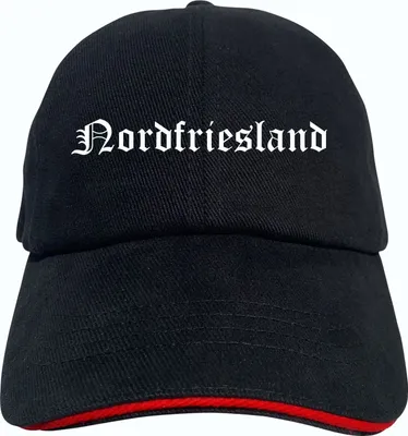 Produktbild von Nordfriesland Cappy - Altdeutsch bedruckt - Schirmmütze - Schwarz-Rotes Cap OneSize-SchwarzRot