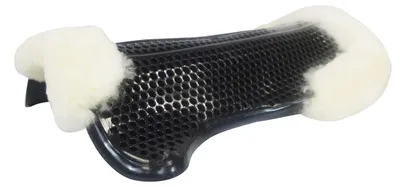 Produktbild von EQuest Gel-Pad vorne und hinten mit Lammfell, in zwei Farben, Farbe:Black, Größe:L