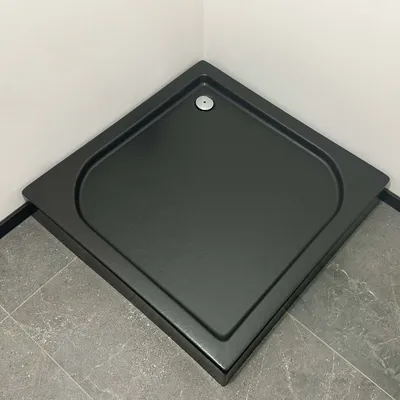 Produktbild von ECOLAM Duschwanne Oskar Viereck quadratisch Steinoptik schwarz 80x80 cm Stein Effekt 80x80 x16 cm Tiefe 4 cm Acryl + Siphon