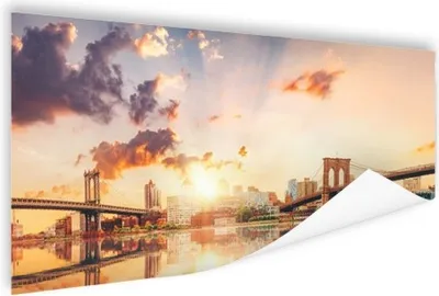 Produktbild von MuchoWow® Poster New York - Brooklyn - Brücke - Sonnenuntergang 160x80 cm - Foto Poster