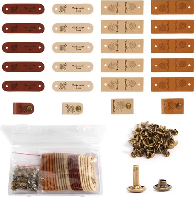 20 handgemachte Lederetiketten mit Nieten, 4 Stile, DIY