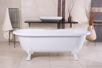 Produktbild von Freistehende Luxus Badewanne Jugendstil Milano Weiß/Weiß 176 x 80 x 58 cm, Barock Badezimmer