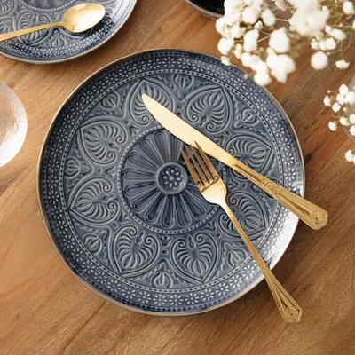 Produktbild von Teller Essteller Speiseteller Mittagsteller Porzellanteller INDIE dunkelblau 27 cm HOMLA