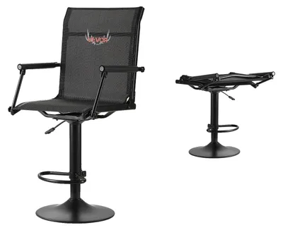 Produktbild von VEVOR Jagdstuhl, 360° leiser Drehstuhl, leichter Blindsitz, robuster Stahlrahmen Bodensitz, mit gepolsterten Armlehnen, höhenverstellbar, 136 kg Tragfähigkeit, für Outdoor-Angeln, Camping, Faltbarer Oberer Sitz