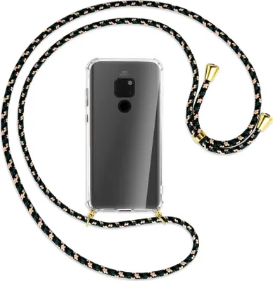 Produktbild von Handykette Backcover-Schutzhülle mit Band (Metall goldfarben) für Huawei Mate 20 - grün/blau/weiß