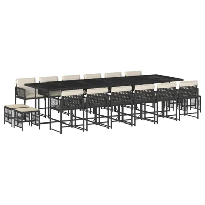 Produktbild von "SALE 2026" 17-tlg. Garten-Essgruppe - elegantes Design - Sitzgruppe/Gartenmöbel-Set - mit Kissen Schwarz Poly Rattan - Terassenmöbel DEMöbel487259
