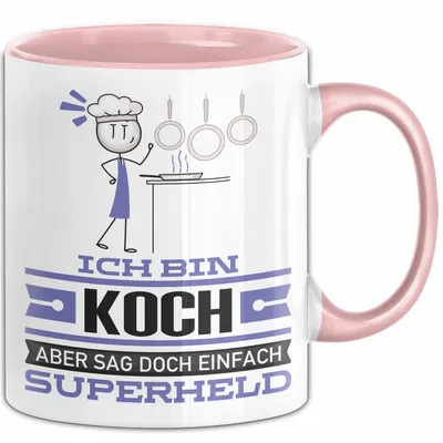 Produktbild von Koch Geschenk Tasse Ich Bin Koch Aber Sag Doch Einfach Superheld Lustige Geschenkdiee für Koch Kaffee-Becher (Rosa)